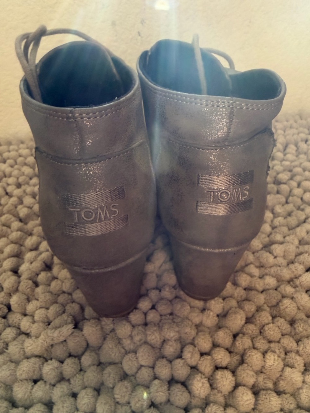 TOMS Metallic Lace-Up Wedge Ankle Boots